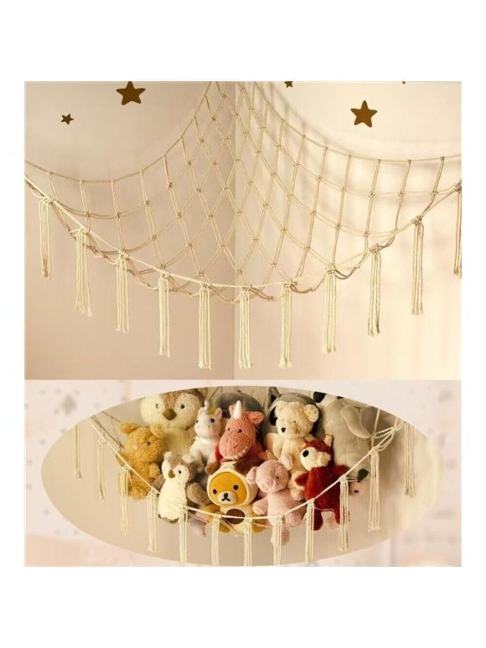 Stuffed animal hammock large toy storage net for kids bedroom nursery decor